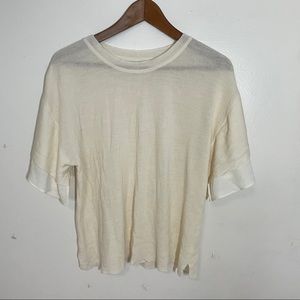 Cream Loose Cuff Tee